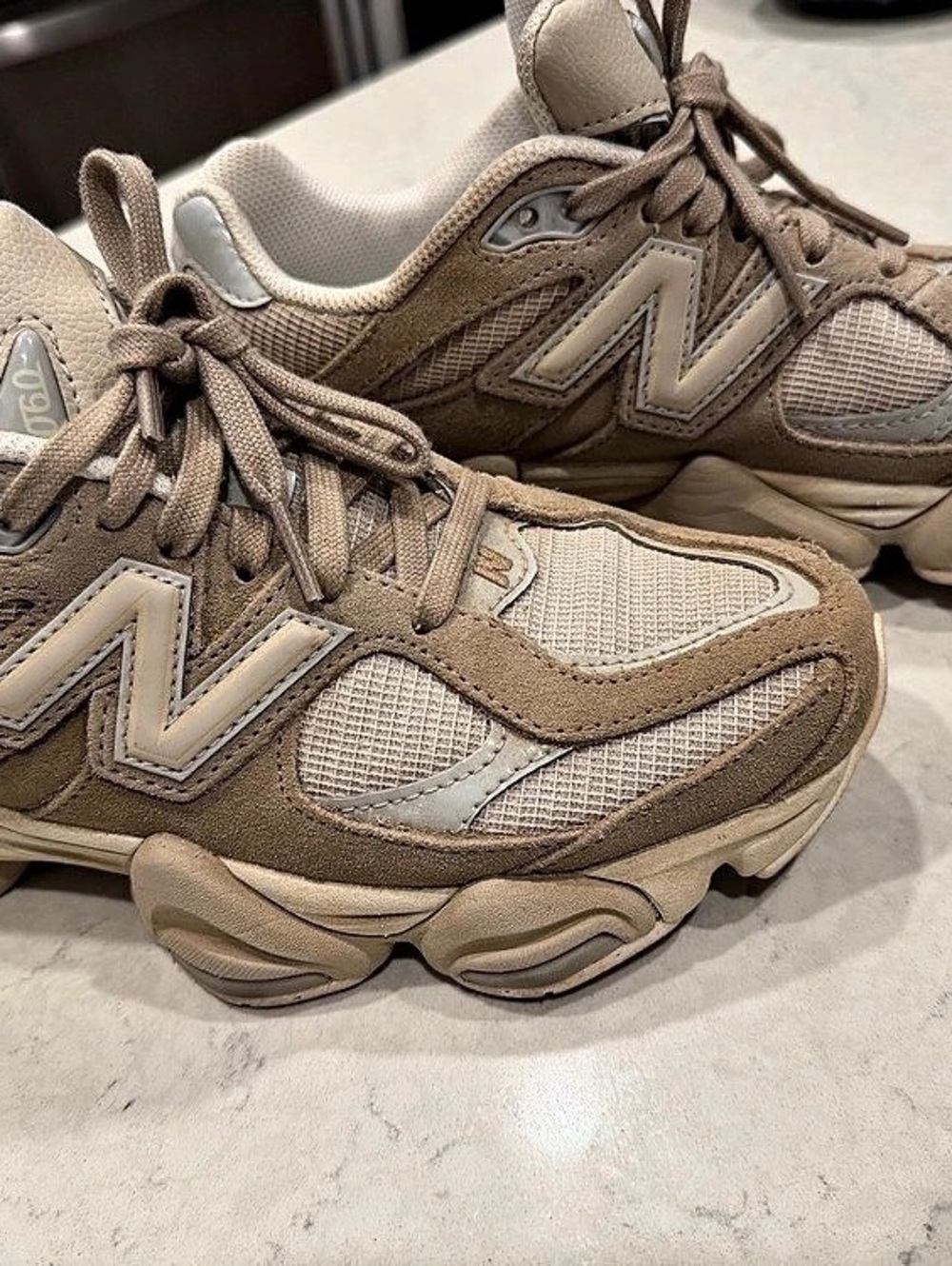 New Balance 9060 Sea Salt Raincloud Sneakers Brown & Gray